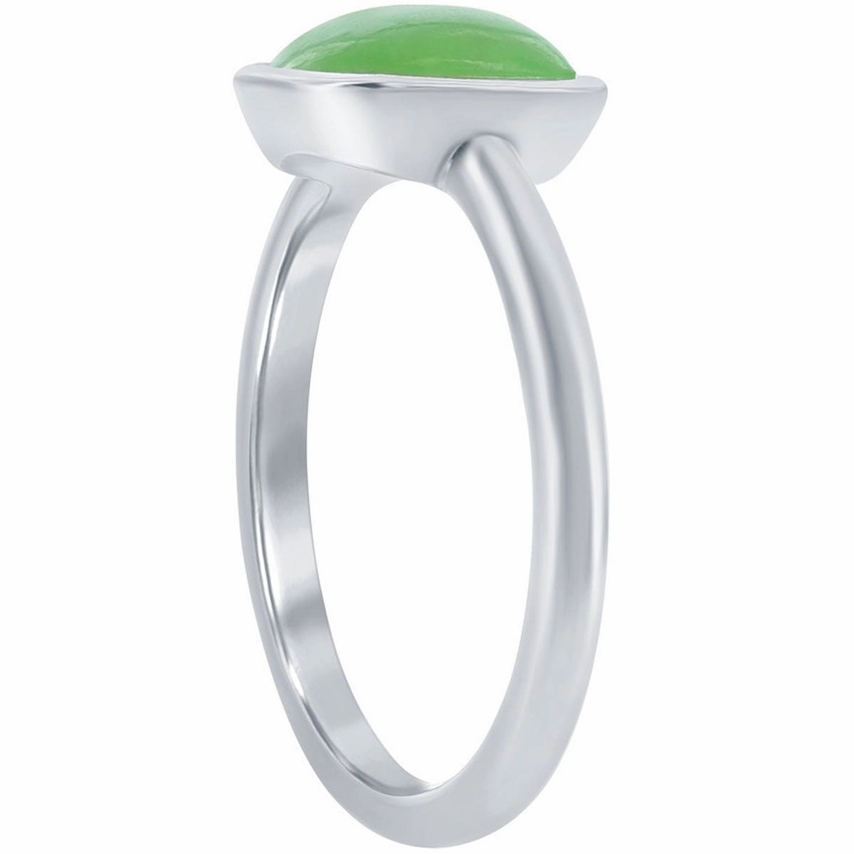 Classic Unisex Silver 8mm Cushion Jade Ring - W-2843