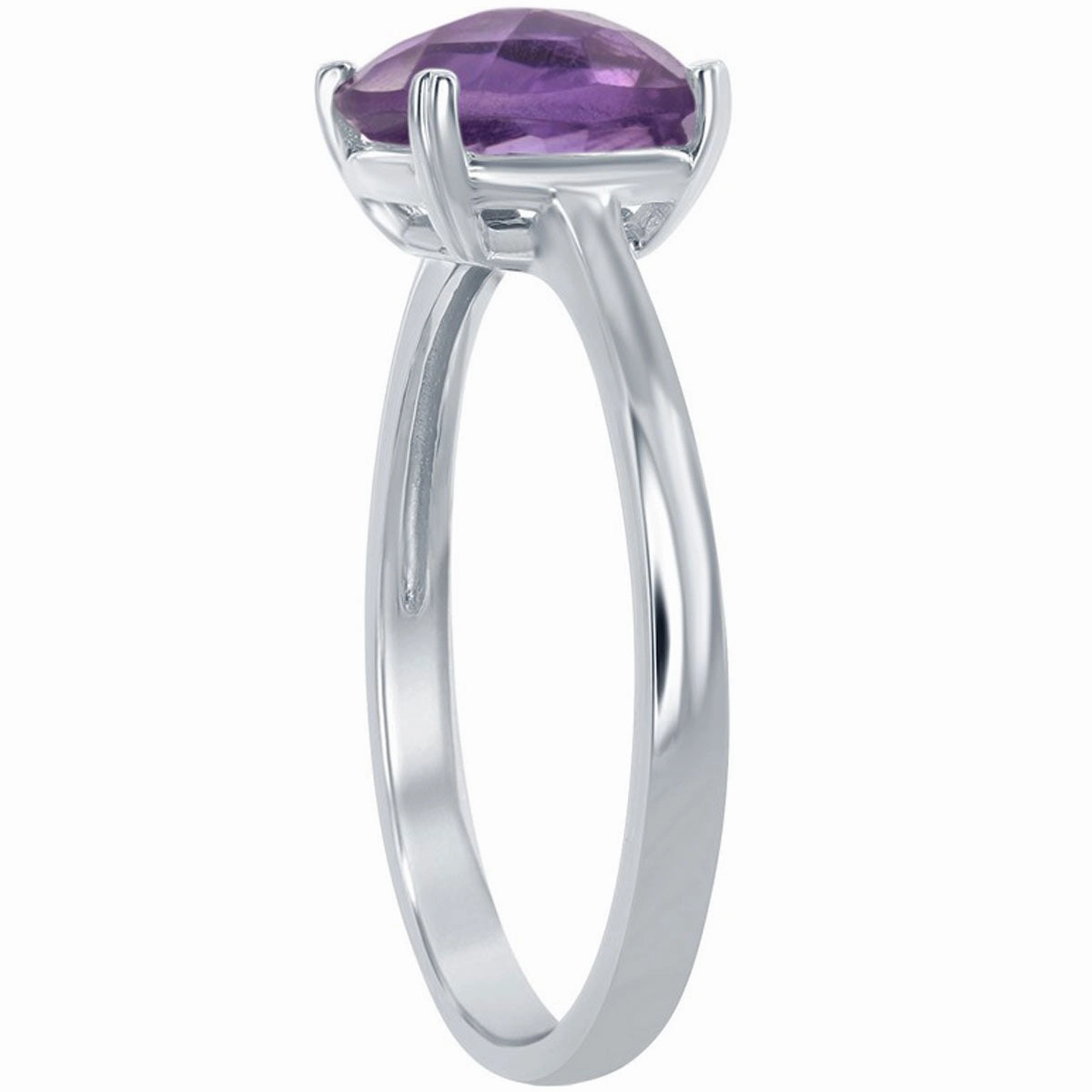 Classic Women's Silver Cushion-cut Amethyst Ring - W-1483