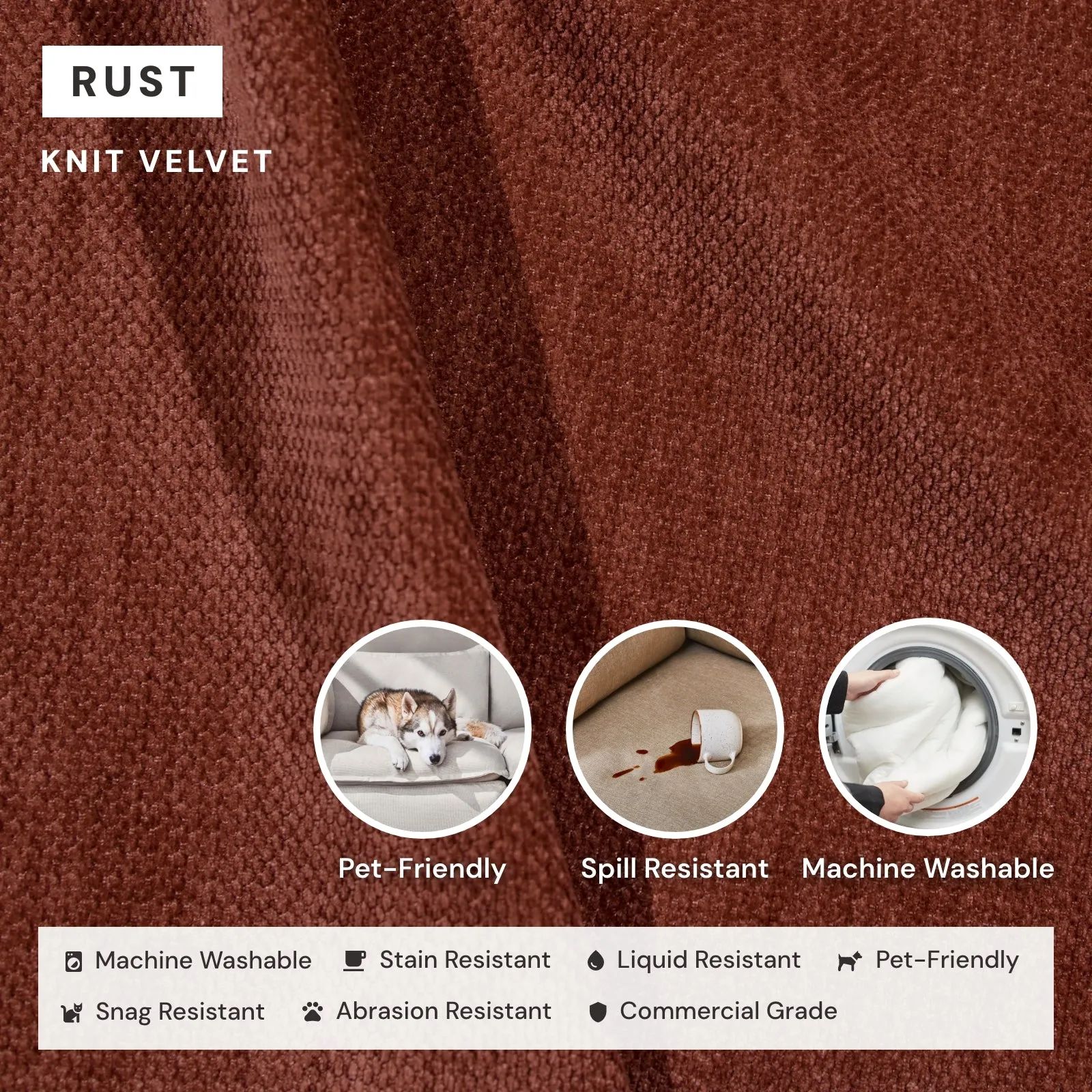 Elevate Comfort Layer for 6-Seater Open-Ends U-Sectional in Rust