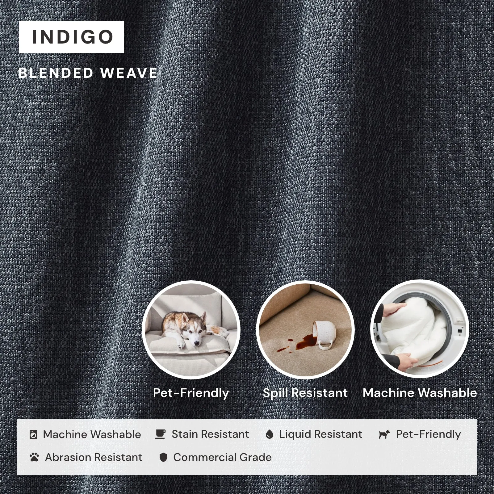 Elevate Comfort Layer Set for 2-Seater   Ottoman | Blended Weave in Indigo