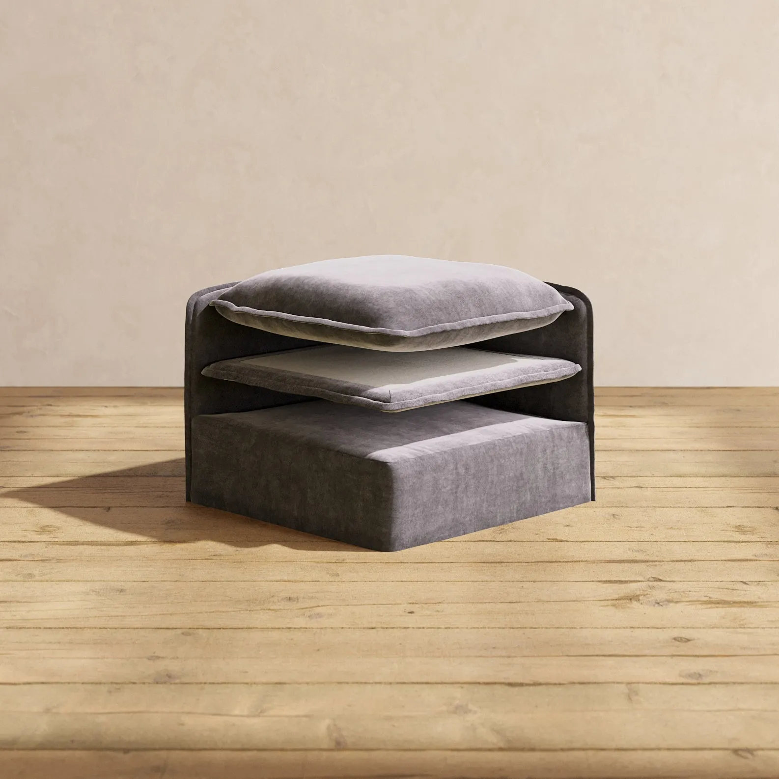 Elevate Comfort Layer Set for 5-Seater Open-Ends Corner Sectional | Luxury Velvet in Cinder