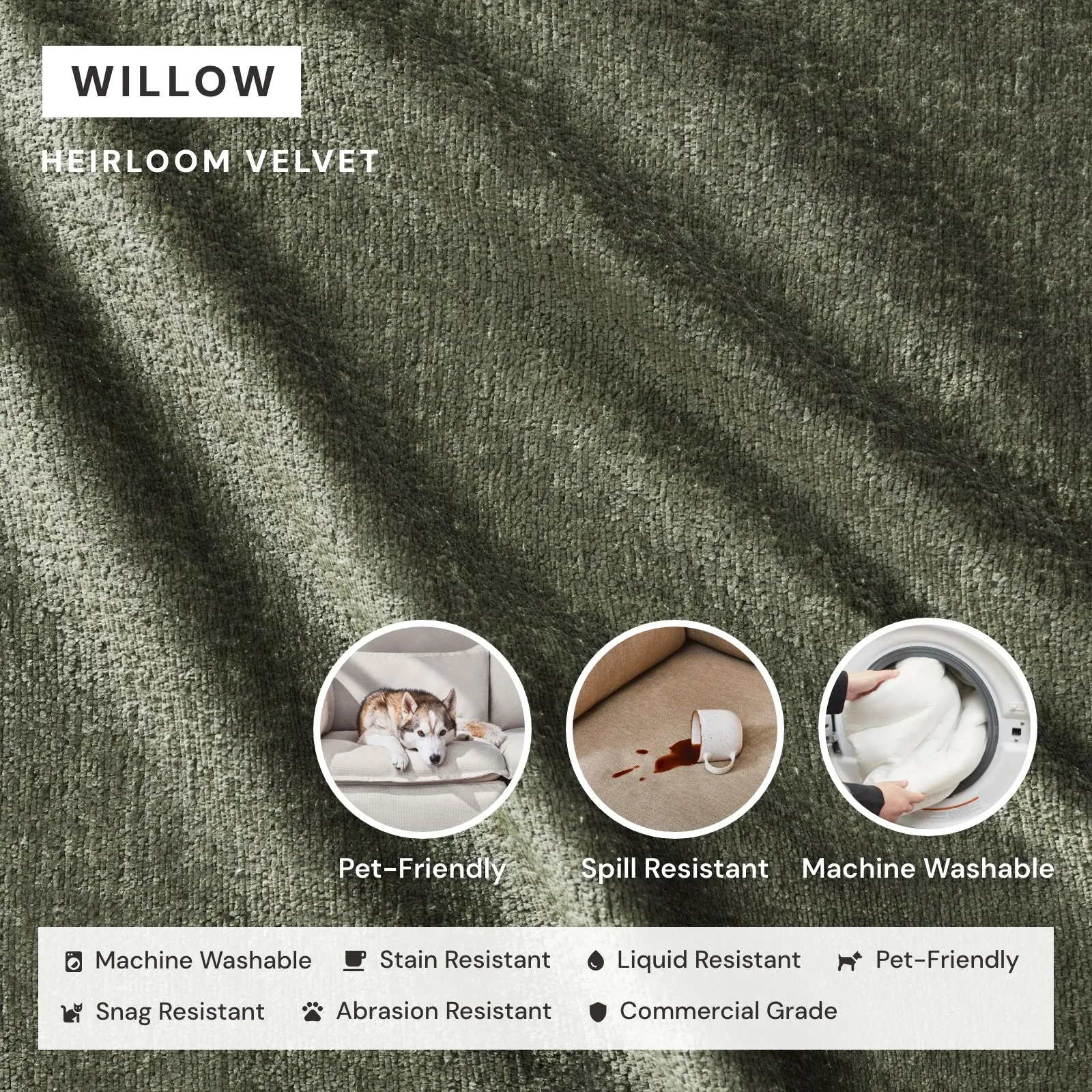 Elevate Comfort Layer Set for 6-Seater Open-Ends U-Sectional | Heirloom Velvet in Willow