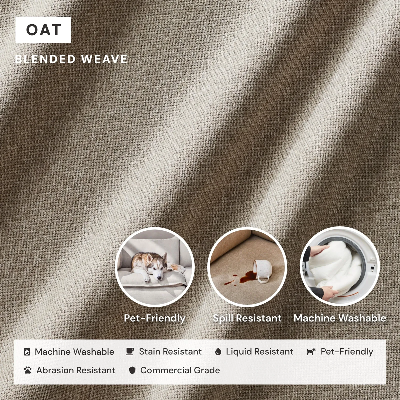 Elevate Comfort Layer Set for 6-Seater U-Sectional | Blended Weave in Oat