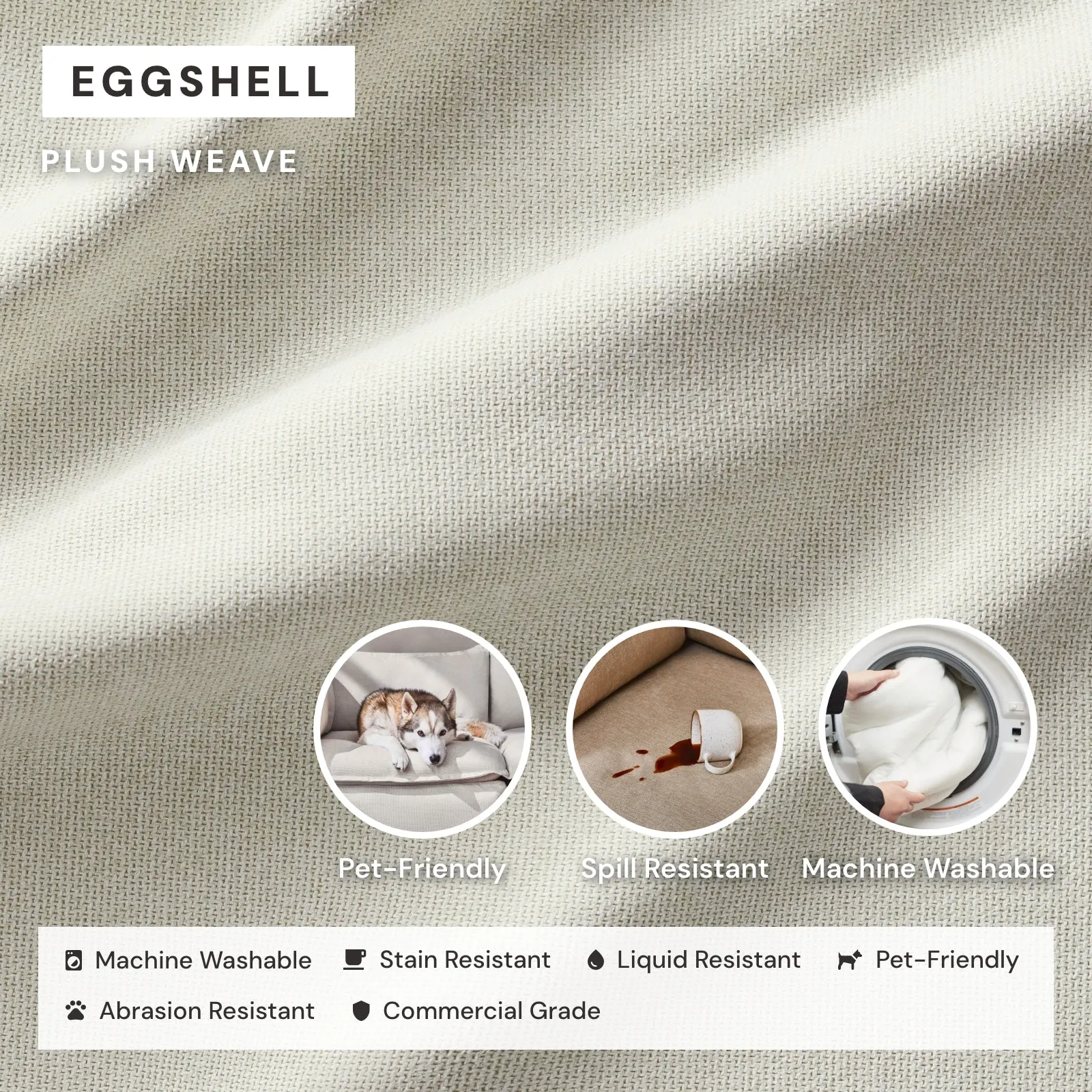 Elevate Comfort Layer Set for 7-Seater Open-Ends Corner Sectional | Plush Weave in Eggshell