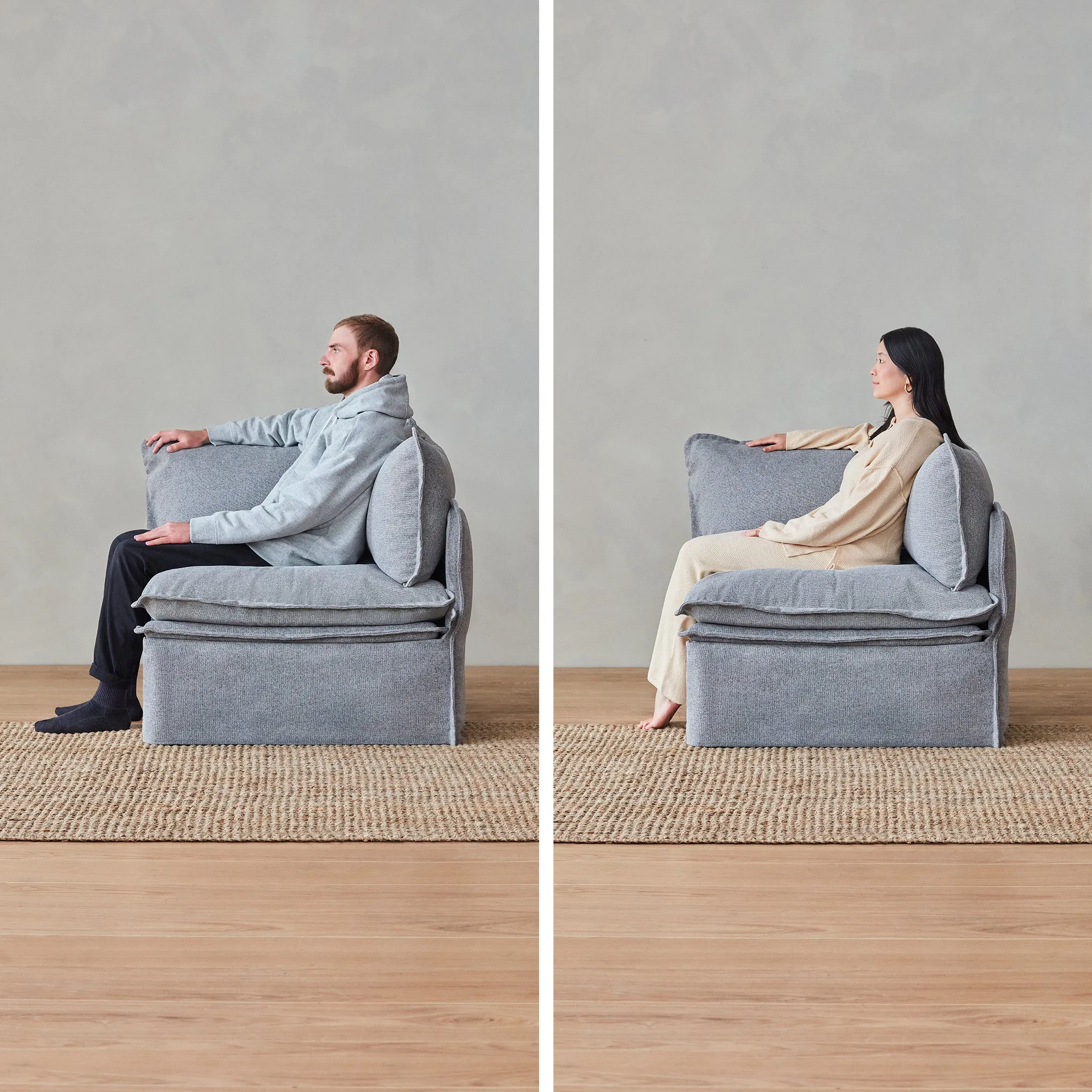 Elevate Comfort Layer Set for 7-Seater Open-Ends Corner Sectional | Plush Weave in Eggshell