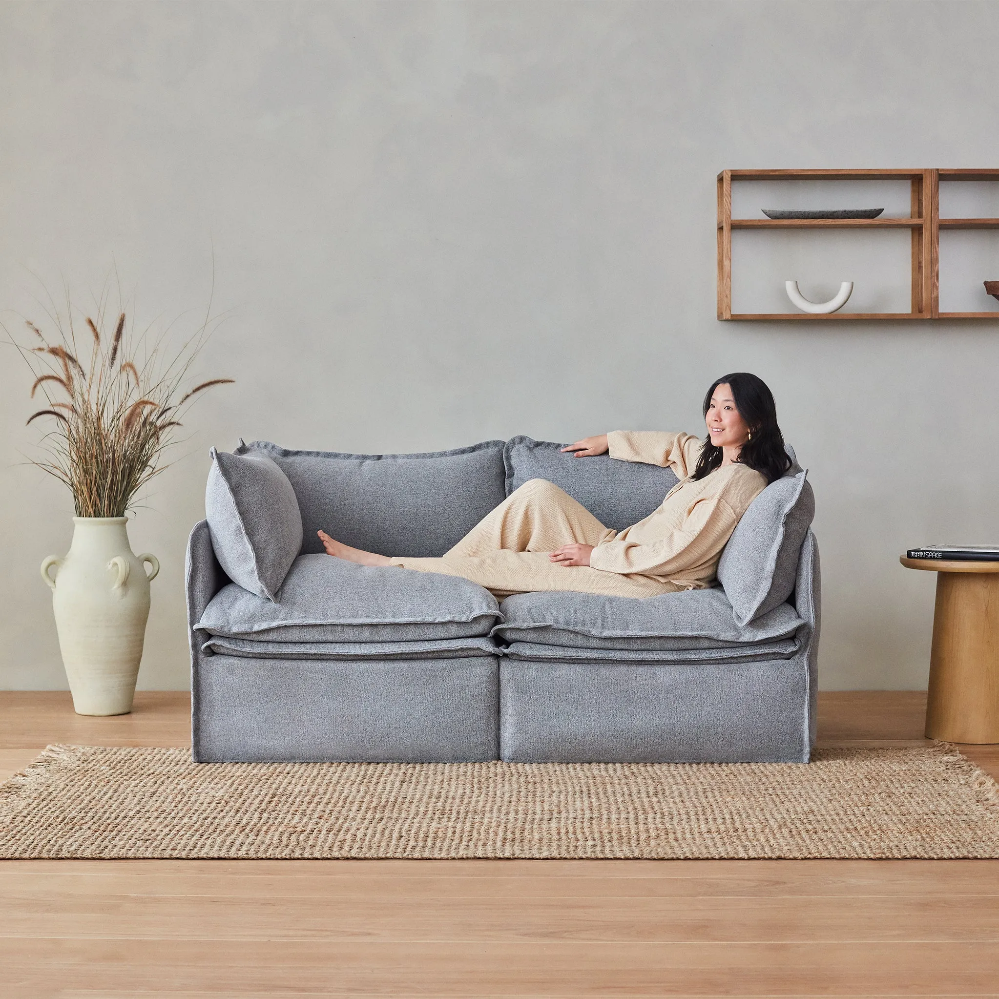 Elevate Comfort Layer Set for 7-Seater Open-Ends Corner Sectional | Plush Weave in Eggshell