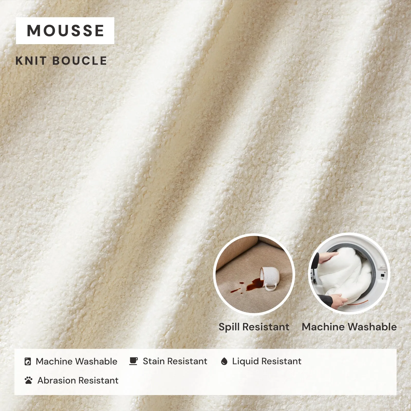 Elevate Comfort Layer Set for 7-Seater Open-Ends U-Sectional | Knit Boucle in Mousse