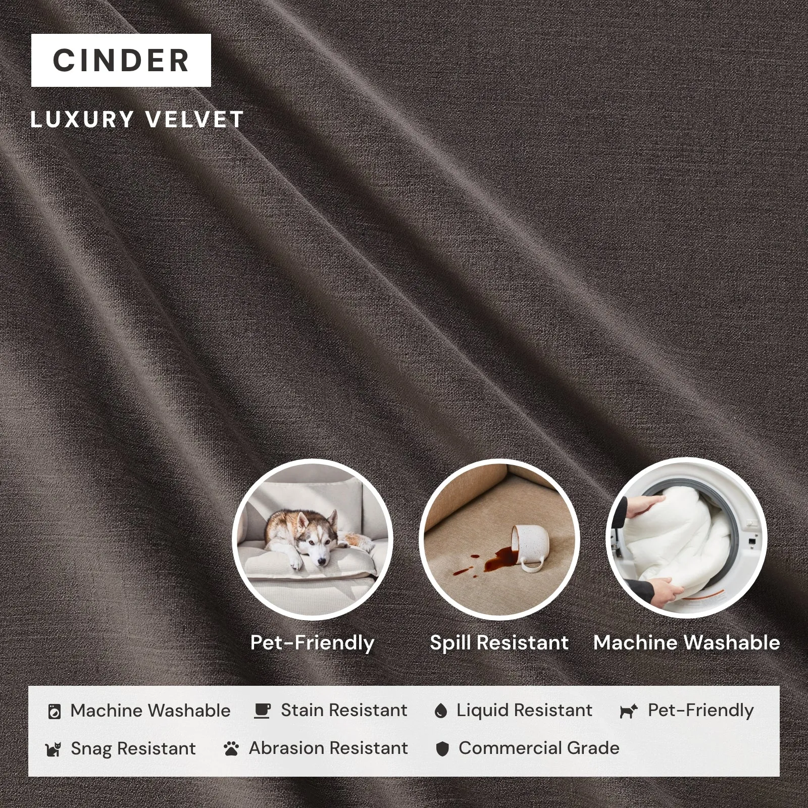 Elevate Comfort Layer Set for 8-Seater U-Sectional | Luxury Velvet in Cinder