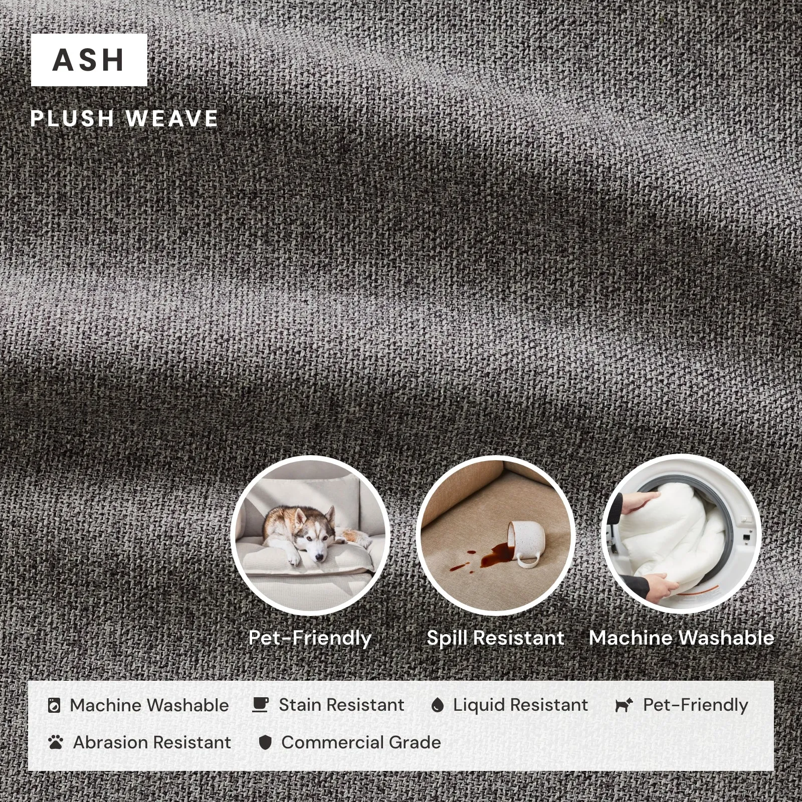 Elevate Comfort Layer Set for 9-Seater Open-Ends U-Sectional | Plush Weave in Ash