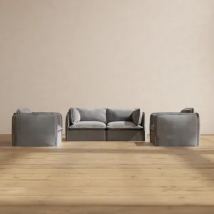 Modular Performance 2-Seater Sofa   Armchair Set in Ash | Deluxe Blend