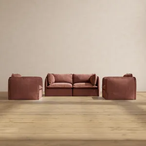 Modular Performance 2-Seater Sofa   Armchair Set in Chestnut | Deluxe Blend