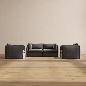 Modular Performance 2-Seater Sofa   Armchair Set in Cinder | Relaxed Blend