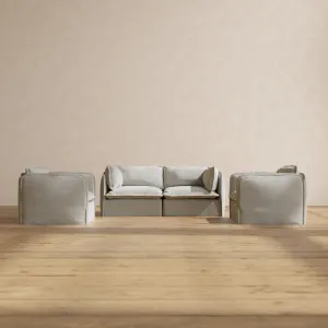 Modular Performance 2-Seater Sofa   Armchair Set in Cloud | Deluxe Blend