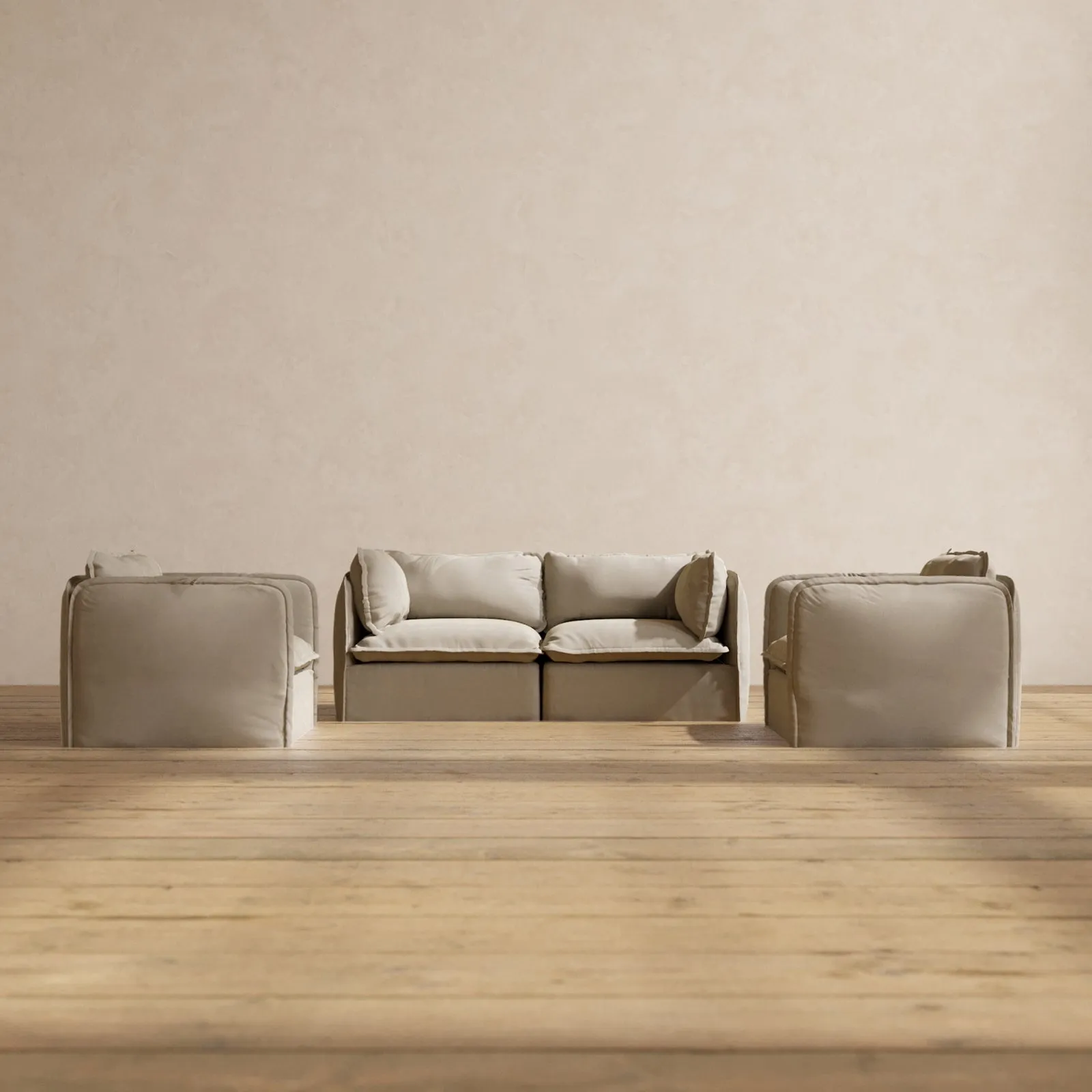 Modular Performance 2-Seater Sofa   Armchair Set in Dune | Deluxe Blend