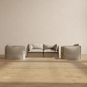 Modular Performance 2-Seater Sofa   Armchair Set in Dune | Deluxe Blend