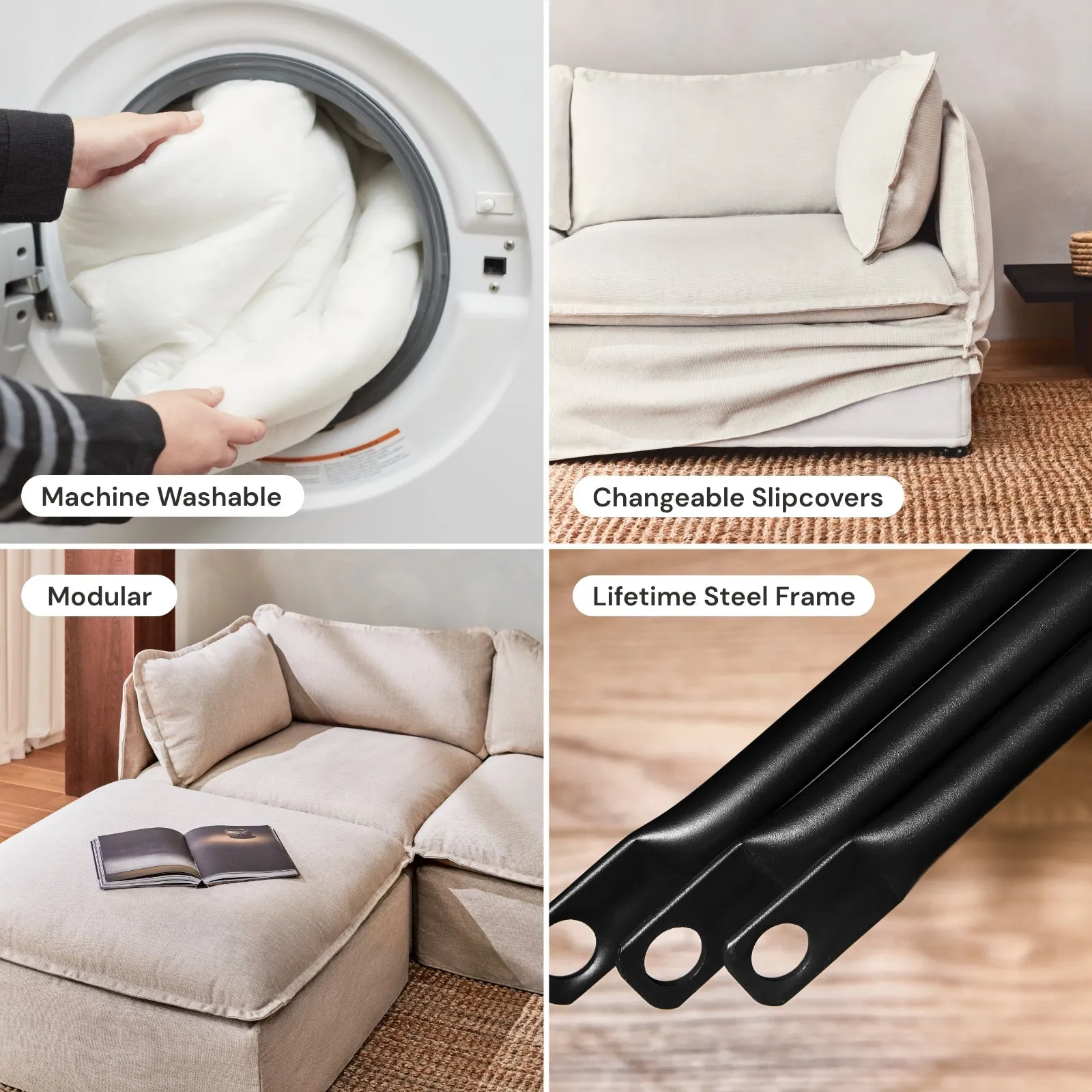 Modular Performance 2-Seater Sofa   Armchair Set in Dune | Deluxe Blend