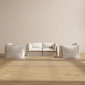 Modular Performance 2-Seater Sofa   Armchair Set in Flour | Relaxed Blend