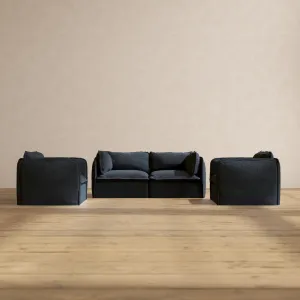 Modular Performance 2-Seater Sofa   Armchair Set in Indigo | Deluxe Blend