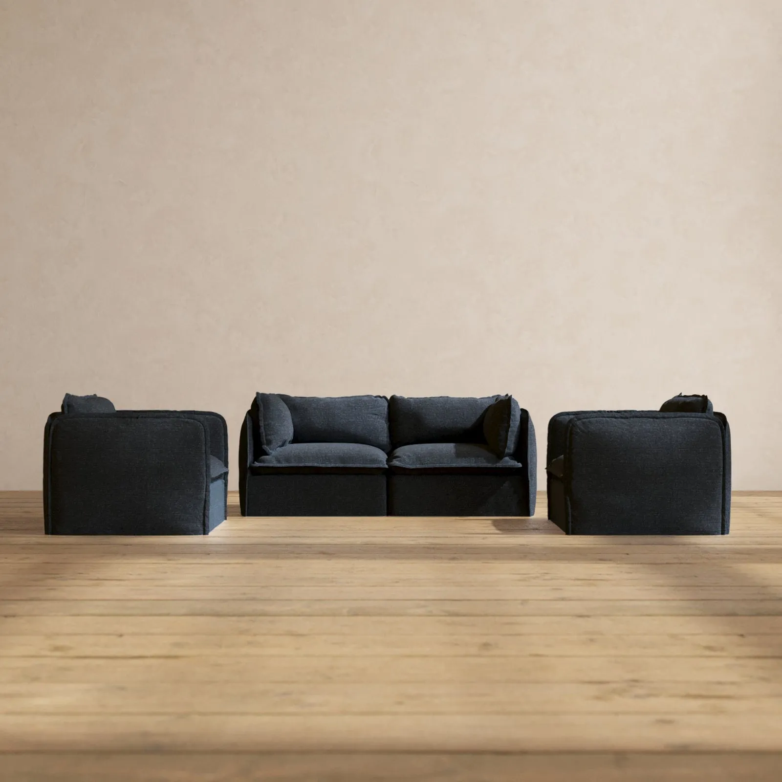 Modular Performance 2-Seater Sofa   Armchair Set in Indigo | Deluxe Blend