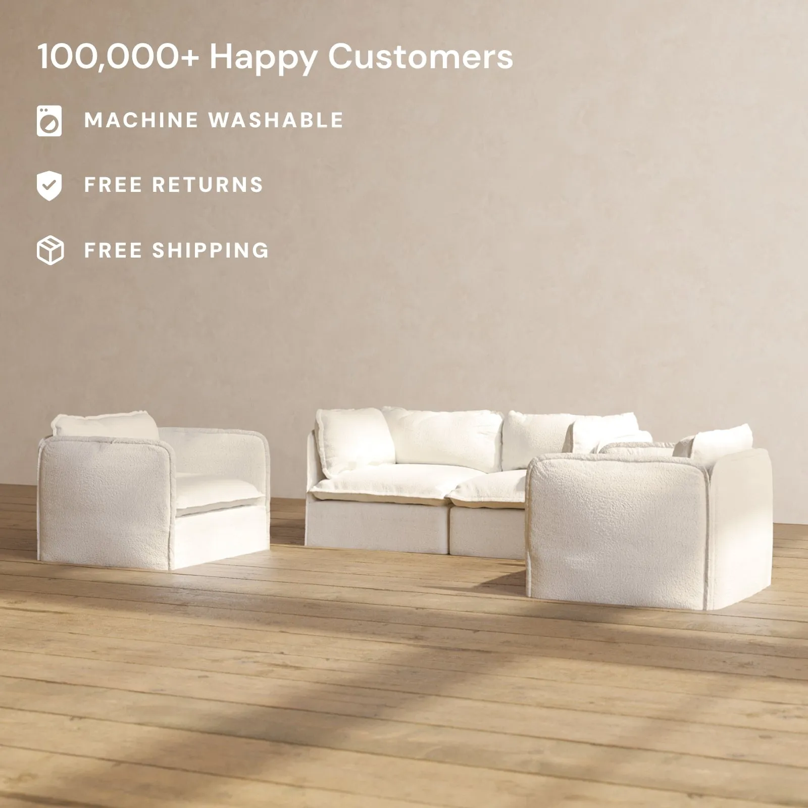 Modular Performance 2-Seater Sofa   Armchair Set in Mousse | Deluxe Blend
