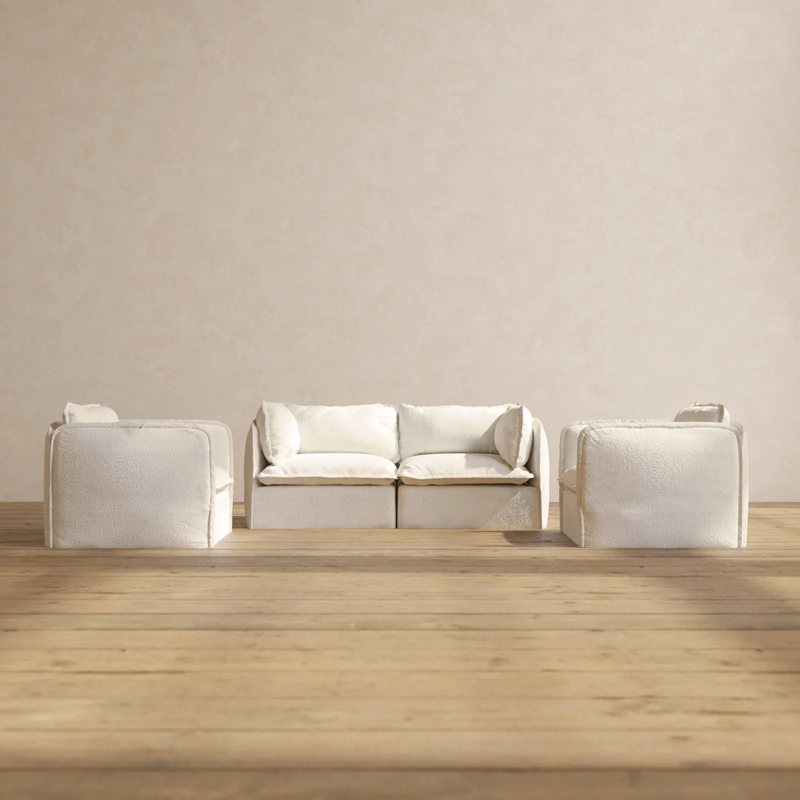 Modular Performance 2-Seater Sofa   Armchair Set in Mousse | Deluxe Blend