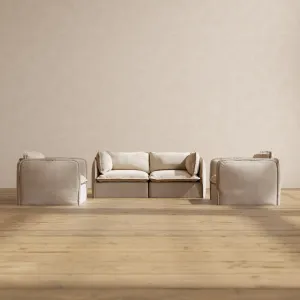 Modular Performance 2-Seater Sofa   Armchair Set in Oat | Relaxed Blend