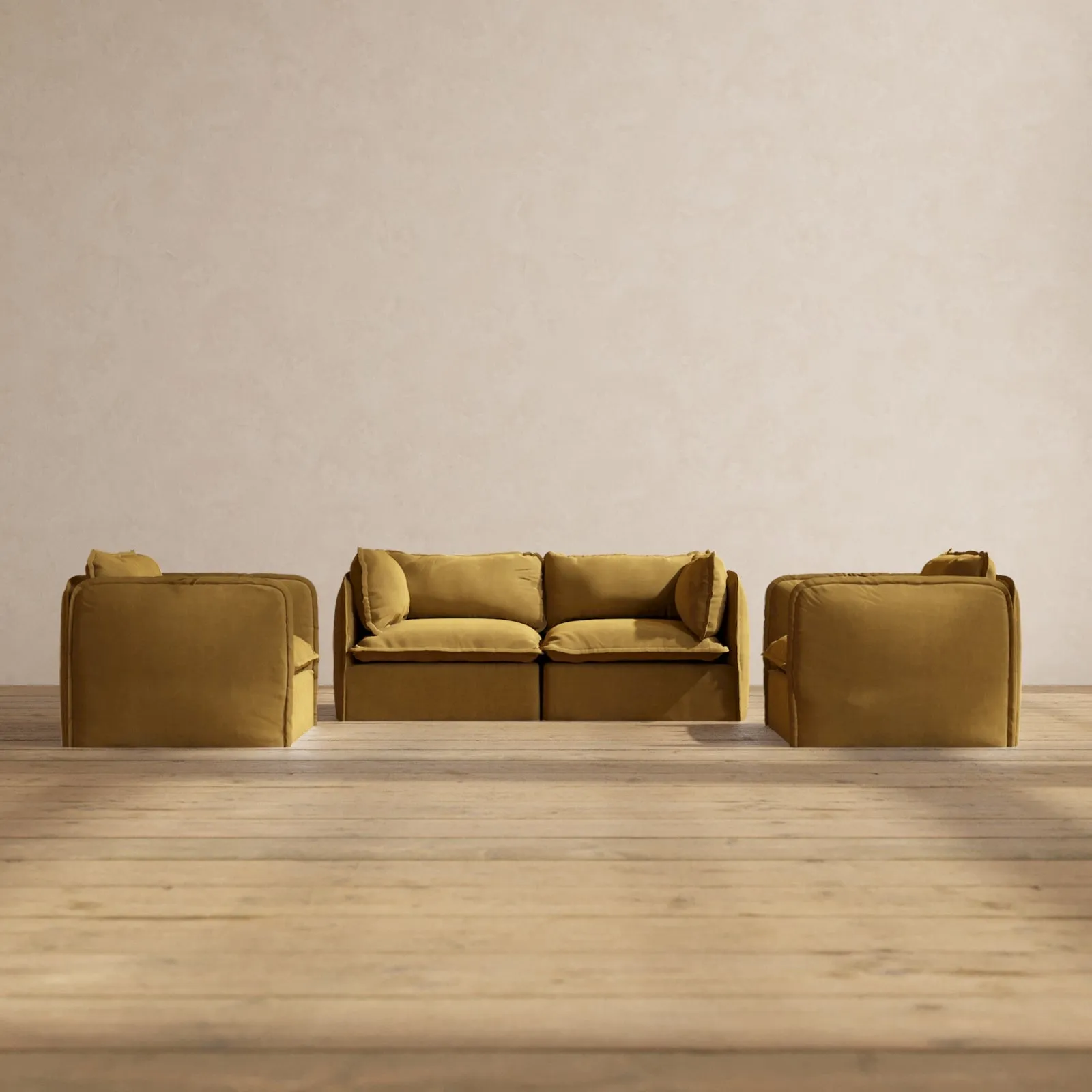 Modular Performance 2-Seater Sofa   Armchair Set in Toffee | Deluxe Blend