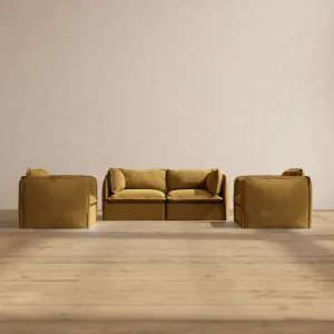 Modular Performance 2-Seater Sofa   Armchair Set in Toffee | Deluxe Blend