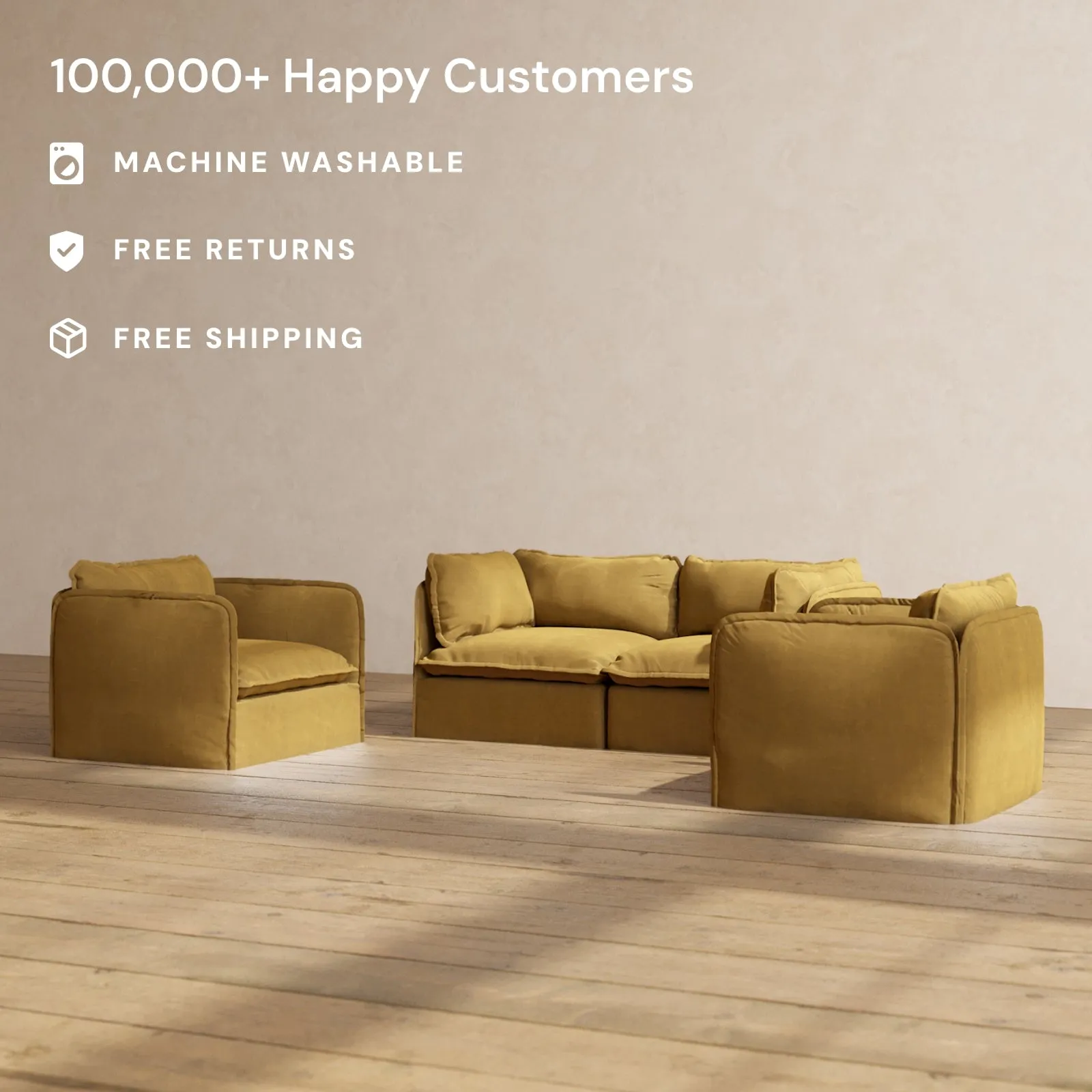 Modular Performance 2-Seater Sofa   Armchair Set in Toffee | Deluxe Blend