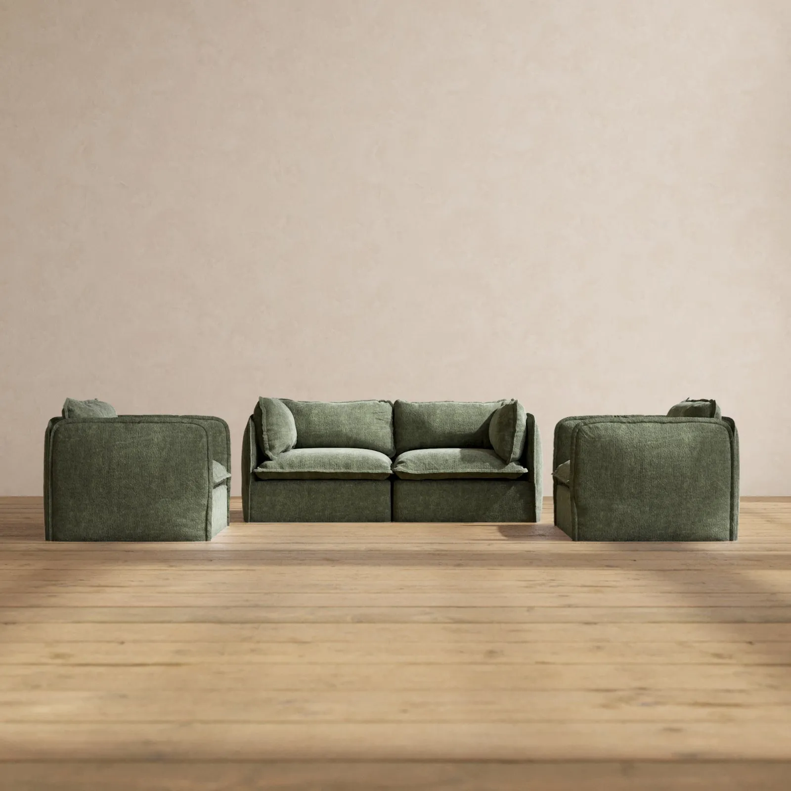Modular Performance 2-Seater Sofa   Armchair Set in Willow | Deluxe Blend