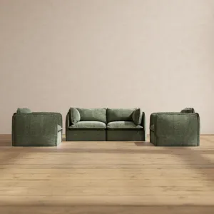 Modular Performance 2-Seater Sofa   Armchair Set in Willow | Deluxe Blend