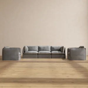 Modular Performance 3-Seater Sofa   Armchair Set in Ash | Relaxed Blend