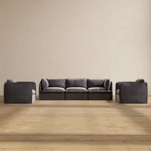 Modular Performance 3-Seater Sofa   Armchair Set in Cinder | Relaxed Blend