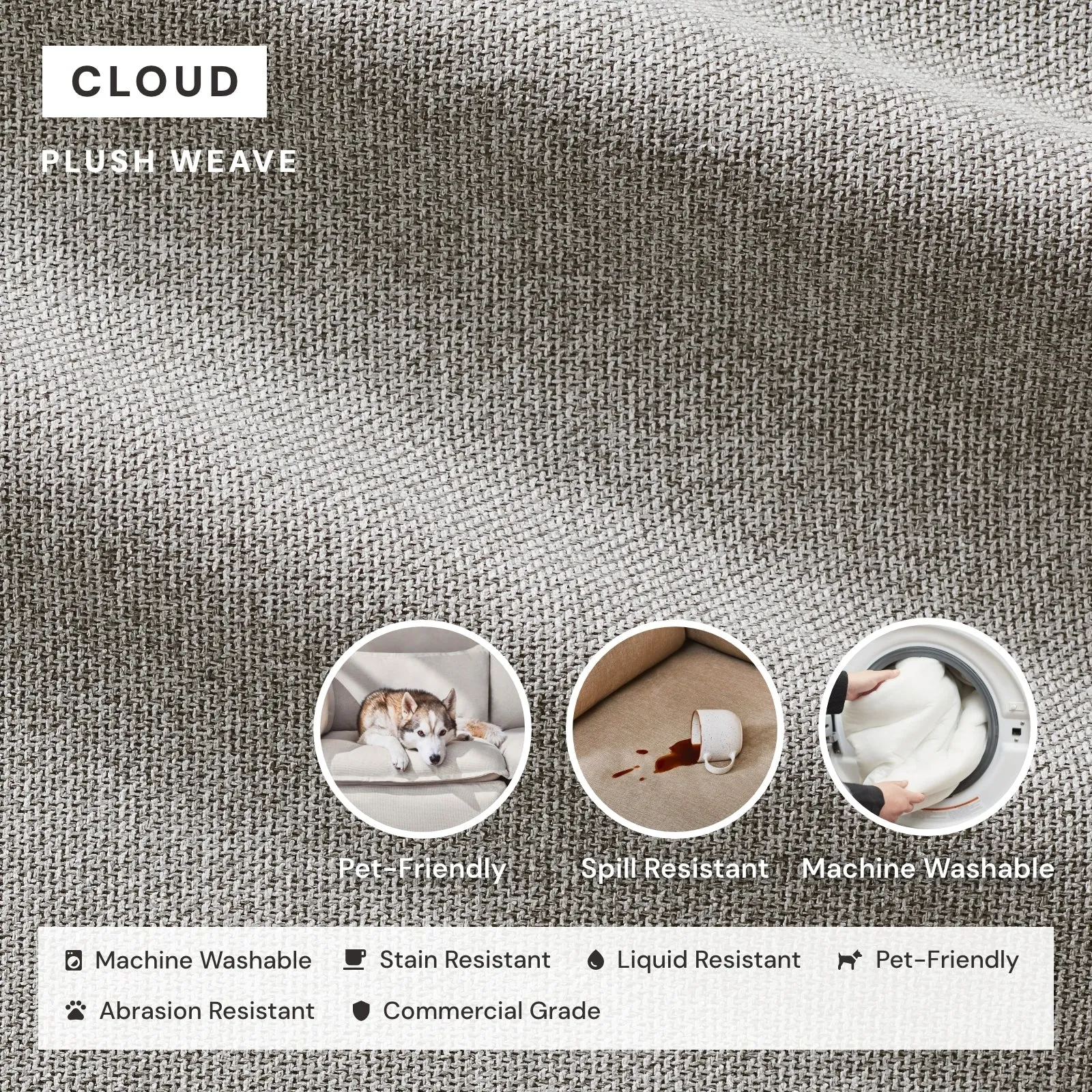 Modular Performance 3-Seater Sofa   Armchair Set in Cloud | Deluxe Blend