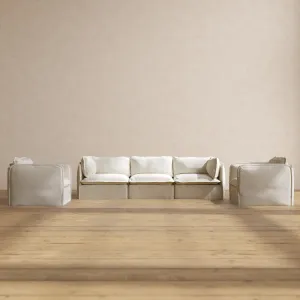 Modular Performance 3-Seater Sofa   Armchair Set in Eggshell | Relaxed Blend
