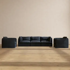 Modular Performance 3-Seater Sofa   Armchair Set in Indigo | Deluxe Blend