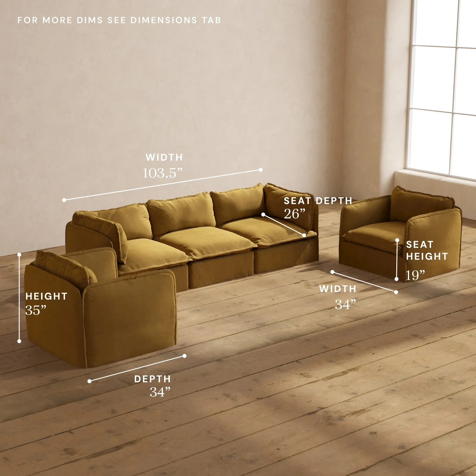Modular Performance 3-Seater Sofa   Armchair Set in Toffee | Deluxe Blend