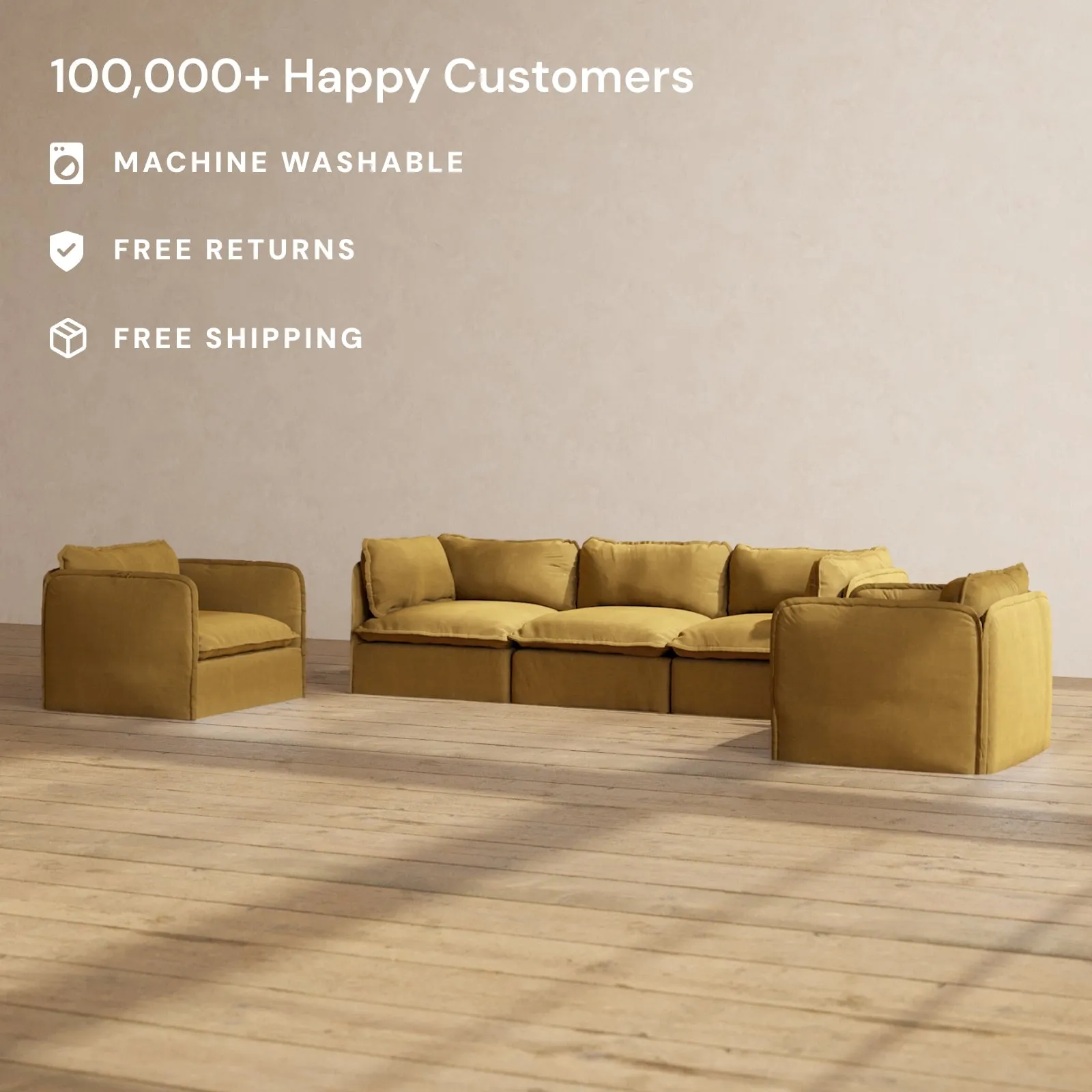 Modular Performance 3-Seater Sofa   Armchair Set in Toffee | Deluxe Blend