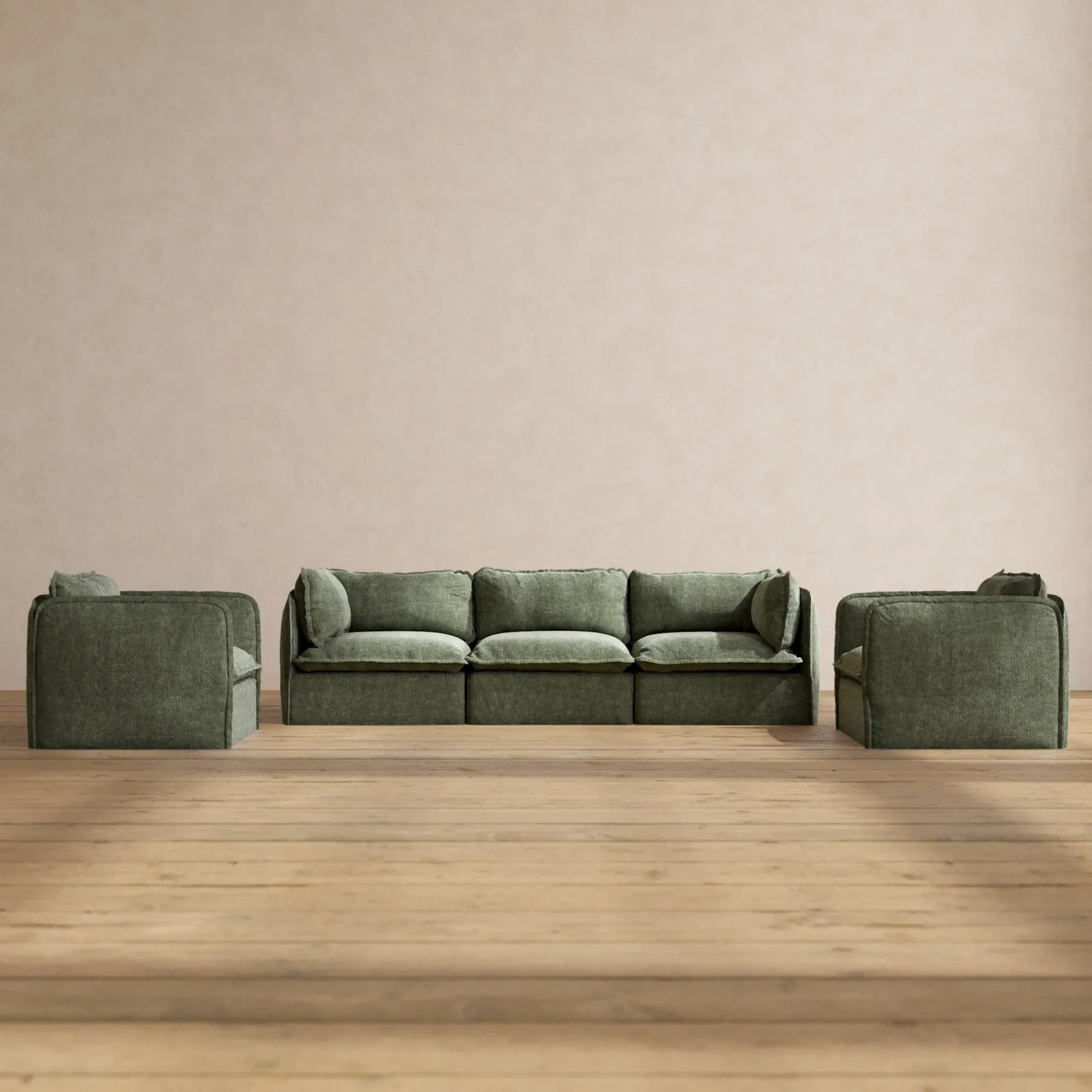 Modular Performance 3-Seater Sofa   Armchair Set in Willow | Relaxed Blend