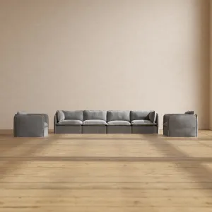 Modular Performance 4-Seater Sofa   Armchair Set in Ash | Relaxed Blend