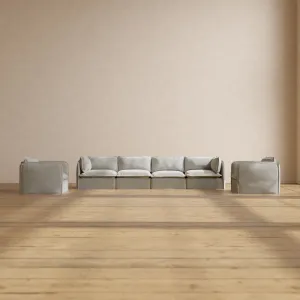 Modular Performance 4-Seater Sofa   Armchair Set in Cloud | Deluxe Blend