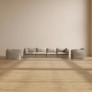 Modular Performance 4-Seater Sofa   Armchair Set in Dune | Deluxe Blend