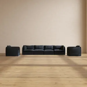 Modular Performance 4-Seater Sofa   Armchair Set in Indigo | Deluxe Blend