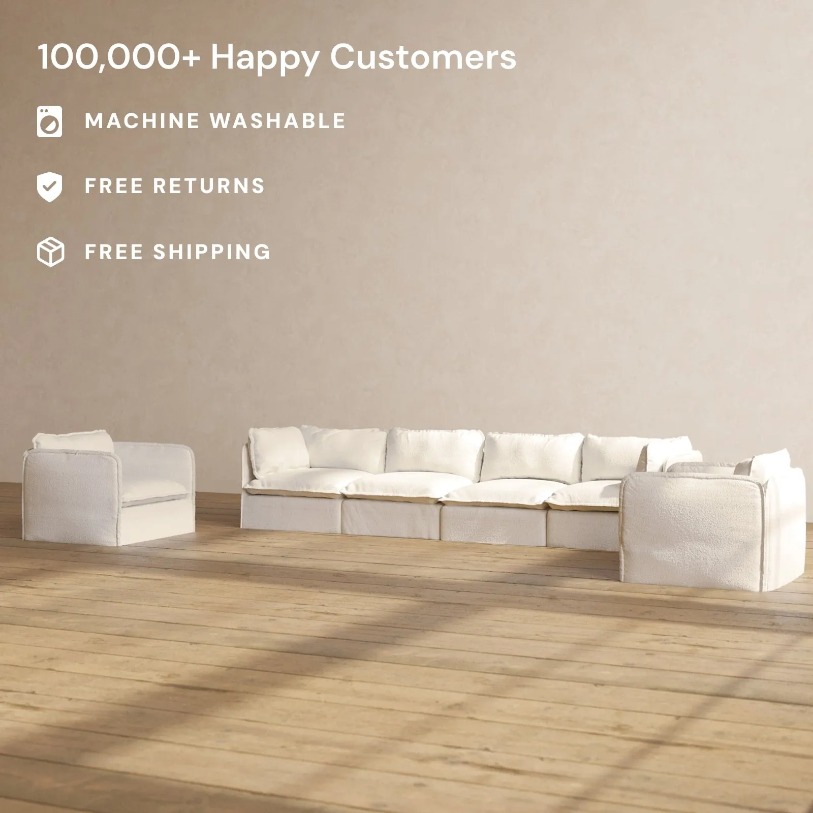 Modular Performance 4-Seater Sofa   Armchair Set in Mousse | Relaxed Blend