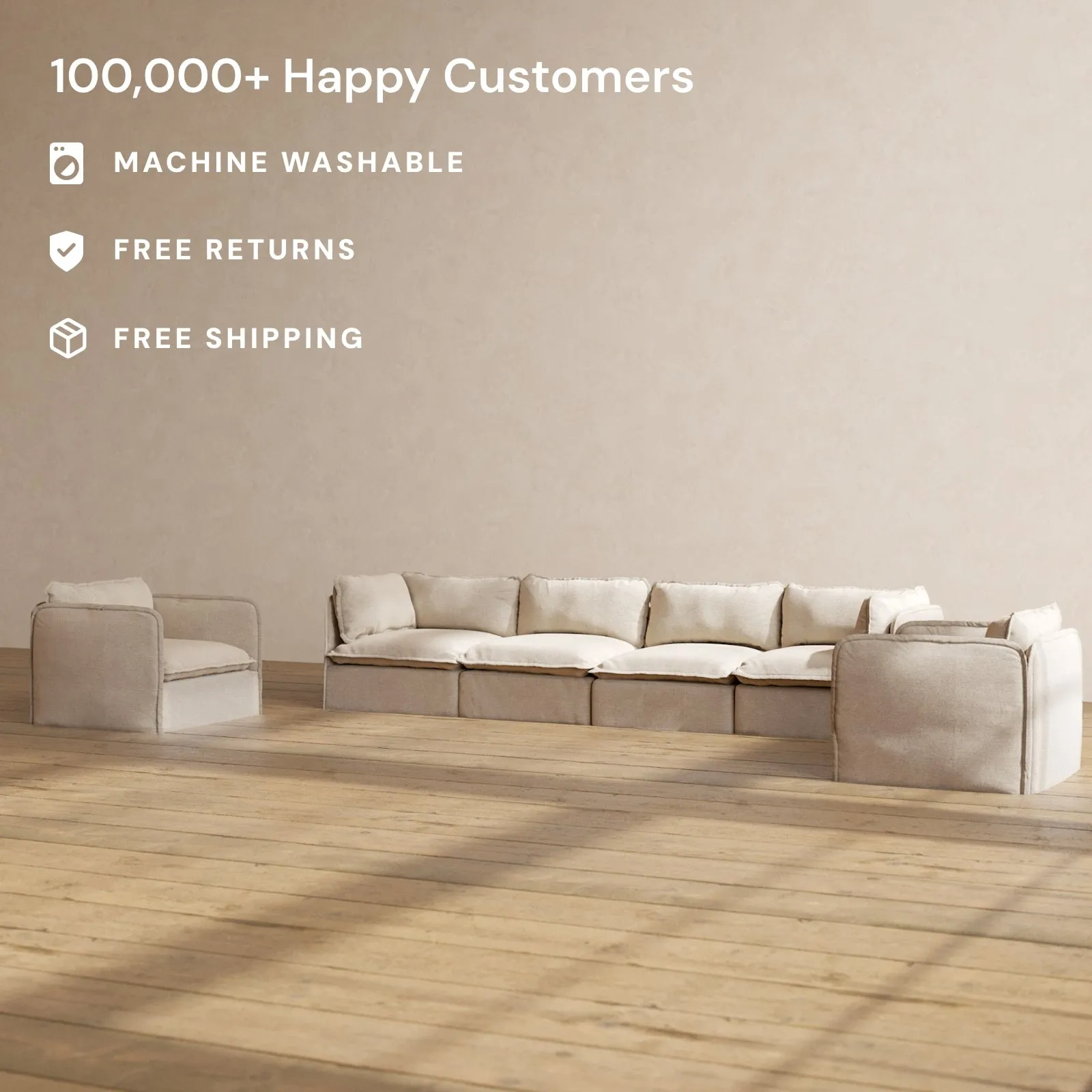 Modular Performance 4-Seater Sofa   Armchair Set in Oat | Relaxed Blend