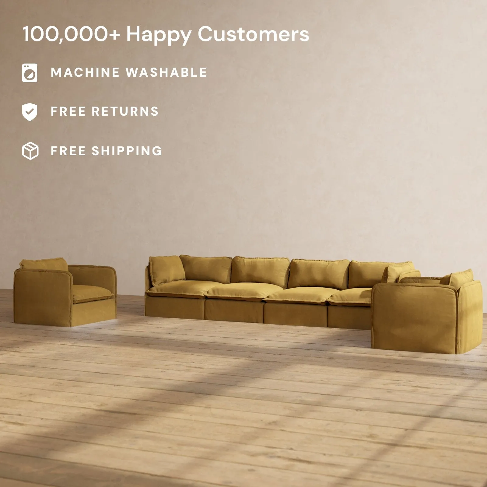 Modular Performance 4-Seater Sofa   Armchair Set in Toffee | Deluxe Blend