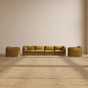 Modular Performance 4-Seater Sofa   Armchair Set in Toffee | Deluxe Blend