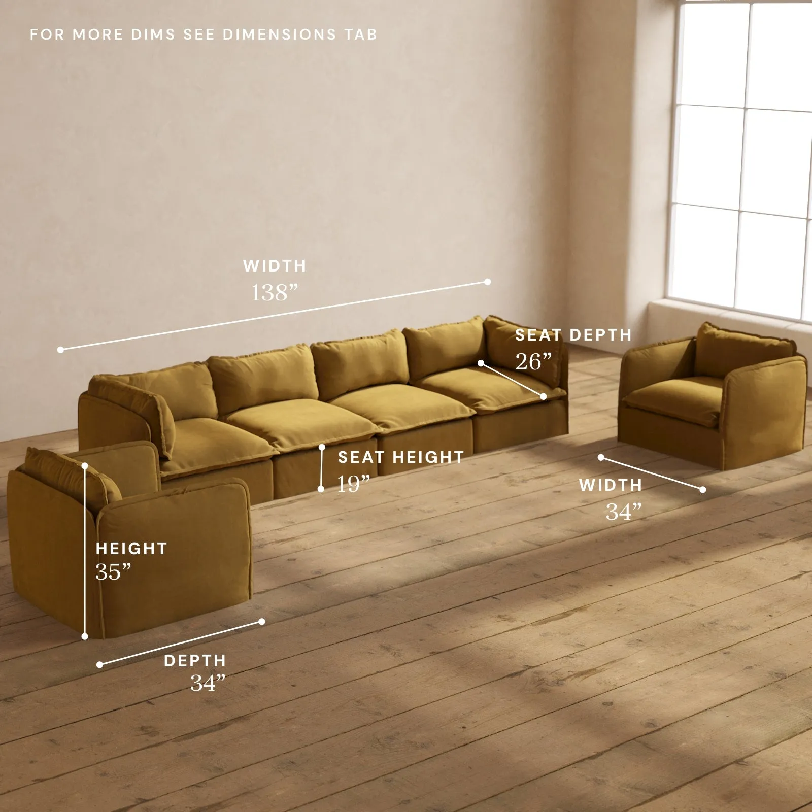 Modular Performance 4-Seater Sofa   Armchair Set in Toffee | Deluxe Blend