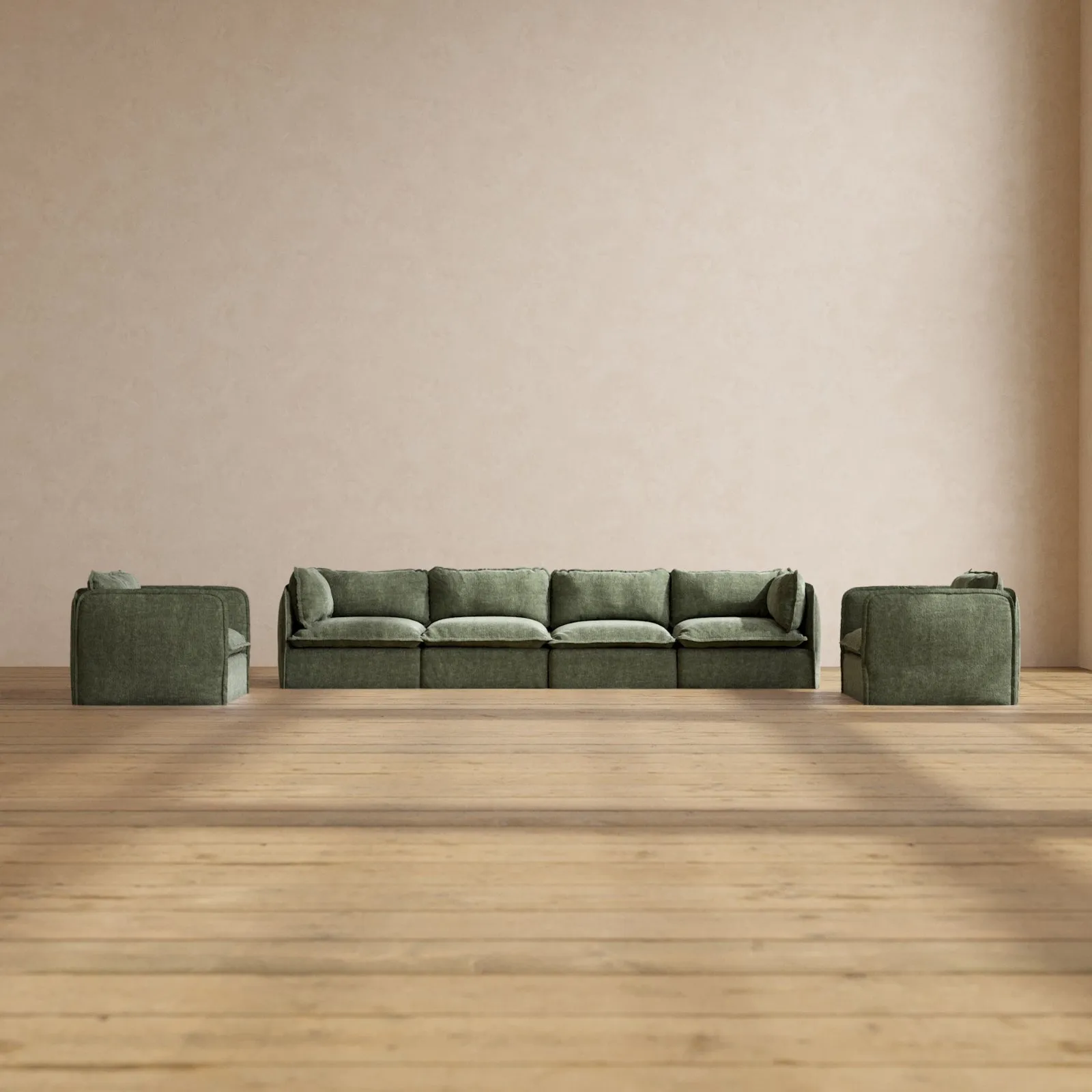 Modular Performance 4-Seater Sofa   Armchair Set in Willow | Relaxed Blend