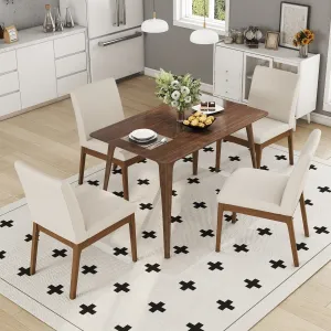 Streamdale 5-Pc Dining Set: Wood Table & 4 Upholstered Chairs